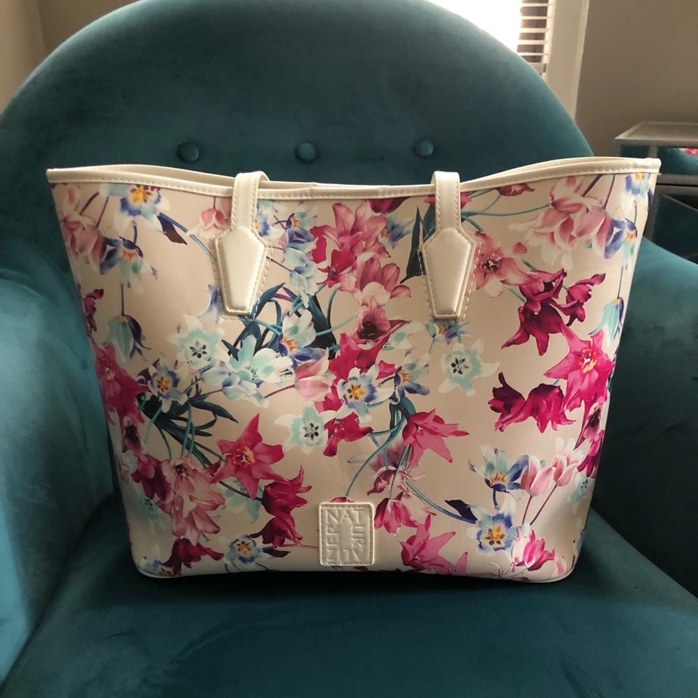 Leather floral Naturalizer tote